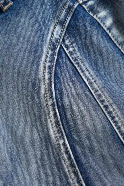 MICAS Skirts-Denim High Waist Pocket Zipper Skirt BLUE