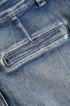 MICAS Skirts-Denim High Waist Pocket Zipper Skirt BLUE