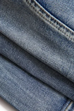 MICAS Skirts-Denim High Waist Pocket Zipper Skirt BLUE