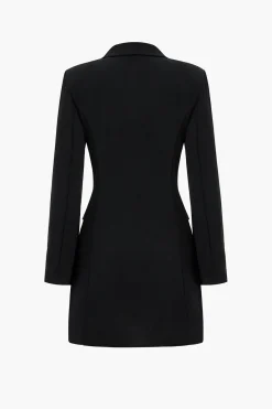 MICAS Long Sleeve Dresses|Blazers-Denim Patchwork Long Sleeve Blazer Suit Mini Dress