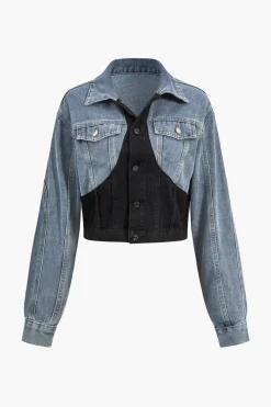 MICAS Outerwear|Outerwear-Denim Patchwork Outerwear BLUE