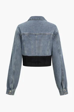 MICAS Outerwear|Outerwear-Denim Patchwork Outerwear BLUE