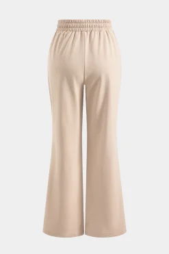 MICAS Pant Sets-Denim Patchwork Pocket Drawstring Top And Trousers Set TAN