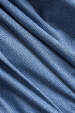 MICAS Mini Dresses-Denim Patchwork Ruched Sleeveless Mini Dress BLACK