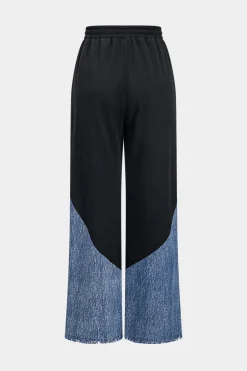 MICAS Pants-Denim Patchwork Trousers BLACK