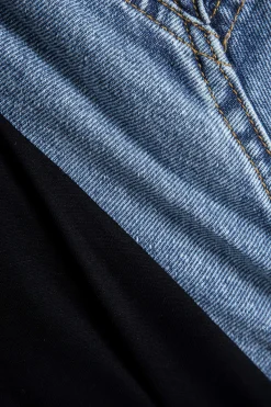 MICAS Outerwear|Outerwear-Denim Patchwork Zipper Jacket BLACK