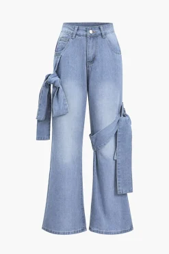 MICAS Jeans-Denim Tie Washed Pocket Jeans LIGHT WASH BLUE