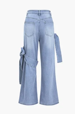 MICAS Jeans-Denim Tie Washed Pocket Jeans LIGHT WASH BLUE