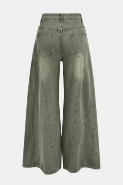 MICAS Jeans-Denim Washed Wide Leg Jean CYAN