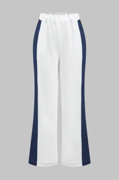 MICAS Pant Sets-Denim Zipper Patchwork Jacket And Trousers Set