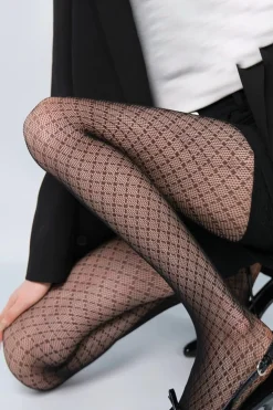 MICAS Tights|Accessories-Diamond Grid Tights BLACK