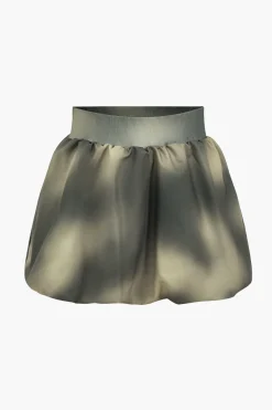 MICAS Skirt Sets-Digital Pattern Ombre Letter Print Button Metallic Zipper Top And Skirt Set KHAKI