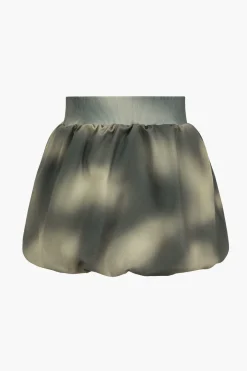 MICAS Skirt Sets-Digital Pattern Ombre Letter Print Button Metallic Zipper Top And Skirt Set KHAKI