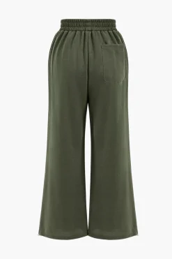 MICAS Pants-Digital Pattern Print Shirred Waistband Pocket Trousers MILITARY