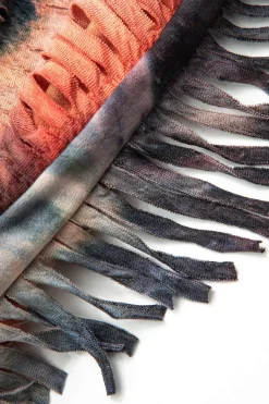 MICAS Vacation Sets|Skirt Sets-Distressed V-neck Cap Sleeve Crop Top And Slit Maxi Skirt Set