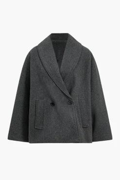 MICAS Outerwear|Outerwear-Double-Breasted Jacket DARK GRAY