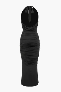 MICAS Maxi Dresses-Draped Cowl Neck Sleeveless Maxi Dress BLACK