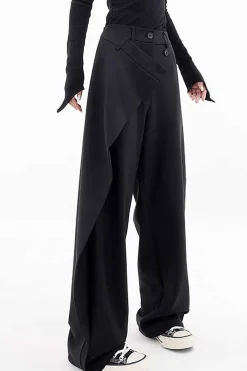 MICAS Pants-Draped Wrap Straight Leg Suit Pants BLACK