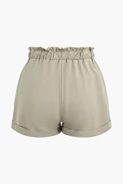 MICAS Shorts-Drawstring Rolled Hem Shorts