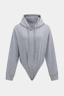 MICAS Pant Sets-Drawstrings Hooded Long-Sleeve Top And Trousers Set GRAY