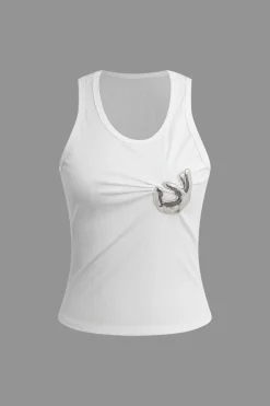 MICAS Tank Tops & Cami-Embellished Ruched Tank Top