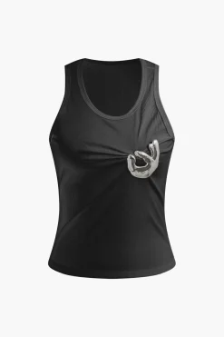 MICAS Tank Tops & Cami-Embellished Ruched Tank Top