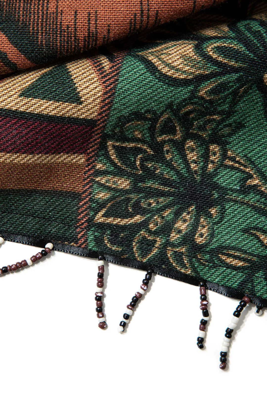 MICAS Skirts-Ethnic Pattern Beaded Fringe Mini Skirt MULTICOLOR