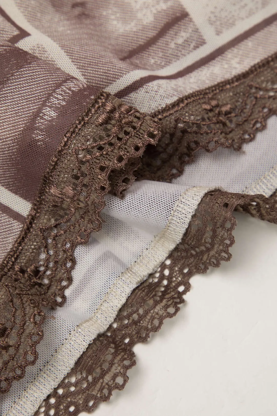 MICAS Midi Dresses-Face Graphic V-neck Lace Trim Mini Dress MULTICOLOR