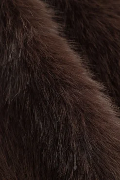 MICAS Skirts-Faux Fur Button Mini Skirt COFFEE