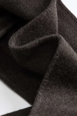 MICAS Outerwear|Outerwear-Faux Fur Button Pocket Long-Sleeve Coat With Scarf BROWN