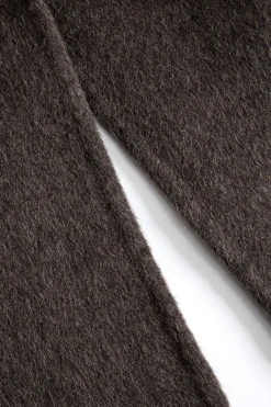 MICAS Outerwear|Outerwear-Faux Fur Button Pocket Long-Sleeve Coat With Scarf BROWN