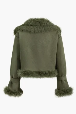 MICAS Outerwear|Outerwear-Faux Fur Crop Jacket OLIVE