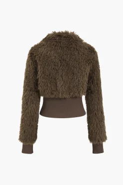 MICAS Outerwear|Knitwear-Faux Fur Knit Zipper Cardigan BROWN