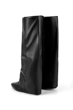 MICAS Shoes|Boots-Faux Leather Almond Toe Mid Calf Boots BLACK