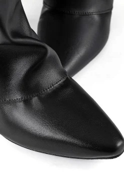 MICAS Shoes|Boots-Faux Leather Almond Toe Mid Calf Boots BLACK