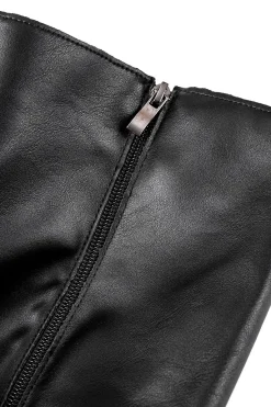 MICAS Shoes|Boots-Faux Leather Almond Toe Mid Calf Boots BLACK