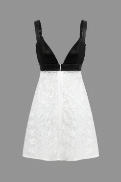 MICAS Mini Dresses-Faux Leather Appliques Sleeveless Mini Dress WHITE