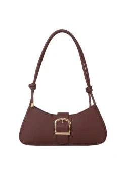 MICAS Bags|Accessories-Faux Leather Belted Shoulder Bag COFFEE