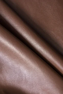 MICAS Skirts-Faux Leather Buckle Skirt BROWN