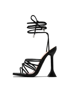 MICAS Shoes|Shoes-Faux Leather Buckle Square High Heels BLACK