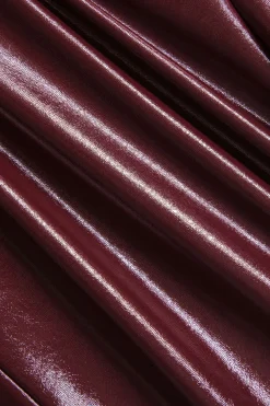 MICAS Bodysuits|Corset & Bustier Tops-Faux Leather Bustier Long Sleeve Bodysuit BURGUNDY