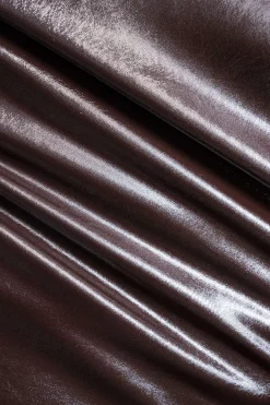 MICAS Bodysuits|Corset & Bustier Tops-Faux Leather Bustier Sleeveless Bodysuit BROWN