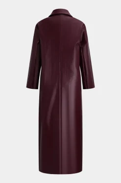 MICAS Outerwear|Outerwear-Faux Leather Button Fake Pockets Coat BURGUNDY