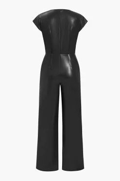 MICAS Jumpsuits & Rompers-Faux Leather Button Jumpsuit