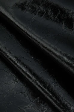 MICAS Skirts-Faux Leather Button Mini Skirt BLACK