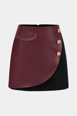 MICAS Skirts-Faux Leather Button Mini Skirt