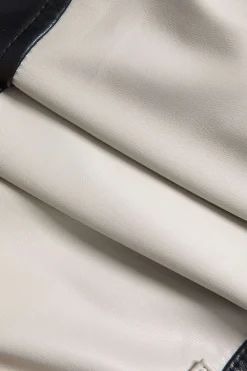 MICAS Outerwear|Outerwear-Faux Leather Button Patchwork Jacket KHAKI