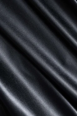 MICAS Pants-Faux Leather Button Wide Leg Trousers BLACK