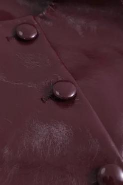 MICAS Outerwear|Outerwear-Faux Leather Buttoned Pocket Jacket BURGUNDY