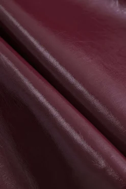 MICAS Outerwear|Outerwear-Faux Leather Buttoned Pocket Jacket BURGUNDY